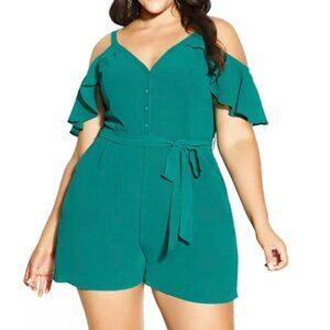 NWT CITY CHIC Plus Size Cherish Romper Emerald Green Size XLarge 20